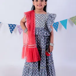 LIL DRAMA Girls Printed Ready to Wear Lehenga & Blouse With Dupatta-picture-16