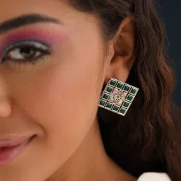 JAYPORE Stone Studded Contemporary Studs Earrings-44