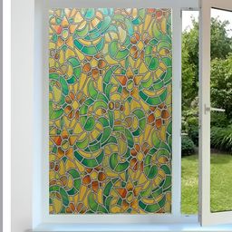 Jaamso Royals Green & Yellow 3D Floral Printed Self-Adhesive Window Sticker-image-76