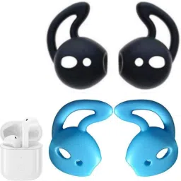 Crysendo Soft Silicone Earbuds Eartips Case Cover for Buds (2 Pairs=4pcs) (Black & Blue) In The Ear Headphone Cushion-6