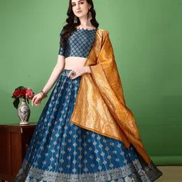 SWAMI STUDIO Ready to Wear Lehenga & Unstitched Blouse With Dupatta-picture-16