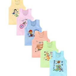 NEW TRINATH HOSIERY Kids Pack Of 6 Printed Cotton Basic Vests SVM-01-image-89