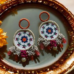 JEWELWATI Artificial Beads Circular Drop Earrings-image-44