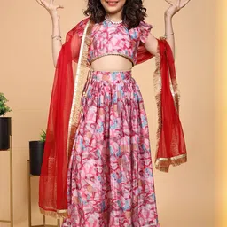 NIVUDI Girls Printed Ready to Wear Lehenga & Blouse With Dupatta-picture-16