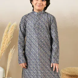 YK Boys Cotton Sequins Printed Mandarin Collar Long Sleeves Kurta-picture-41