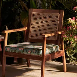 Chumbak Spring Bloom Brown & Beige French Rattan Arm Lounge Chair-image-7
