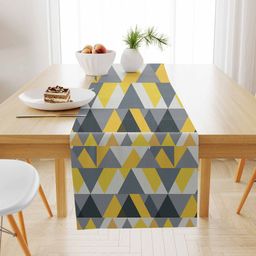 STITCHNEST Yellow & Grey Printed Table Runner-21