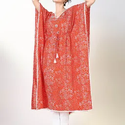 SHOWOFF Women Ethnic Motifs Printed Extended Sleeves Indie Prints Kaftan Kurta-picture-19