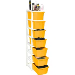 Parasnath Orange & White 7-Layer Drawer Multi-Utility Organisers with Wheels image 5