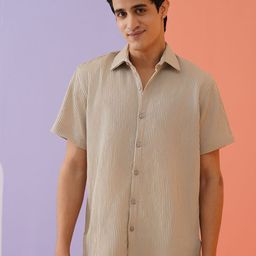 Indian Needle Men Classic Spread Collar Textured Casual Shirt-image-60