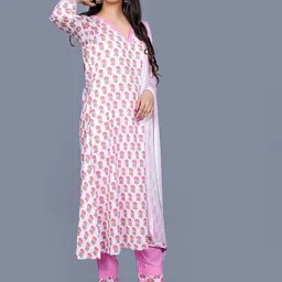 Mishy Women Floral Printed Regular Pure Cotton Kurta with Trousers & With Dupatta-picture-57