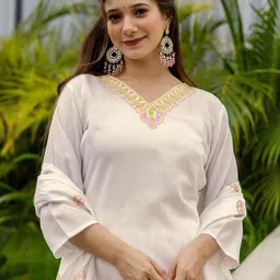 SANISA Women Cream Cotton Blend Kurta Sets-picture-26