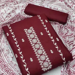 LADY SHOPI Embroidered Pure Cotton Unstitched Dress Material-image-28