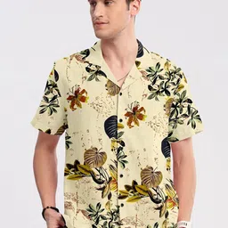 Cotton Folk Men Classic Floral Printed Casual Shirt-image-22