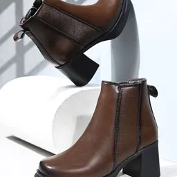 The Roadster Lifestyle Co Women Square Toe Block-Heeled Chelsea Boots-image-46