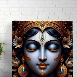 Livin'luxe Blue & Brown Lord Krishna Religious Canvas Wall Art-image-46