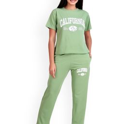 BOMBSHELL Printed Round Neck Oversized T-Shirt With Trouser-image-35