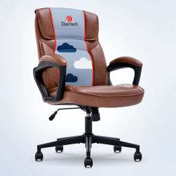 Comfort Classic Ergonomic Mid-Back Computer DeskChair with Lumbar Support Leatherette Office Conference Chair-image-85