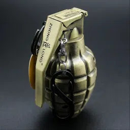 The Craft Store Refillable Strong Mini Hand Grenade Shaped Lighter with Keyring Army Green (Pocket Lighter for Outdoor, Camping, Survival) Pocket Lighter-38