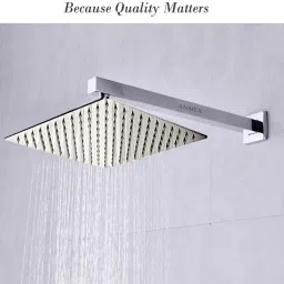 SS304 UltraSlim HighPressure Rainfall Shower Head & Shower Arm (8X8+12INCH ARM) Fixed Mount-image-13