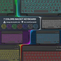 FKU Ultra Slim Wireless Bluetooth Keyboard RGB 7 Colors Backlit Rechargeable Bluetooth Standard Laptop Keyboard Compatible with Desktop, Laptop, Mac image 4