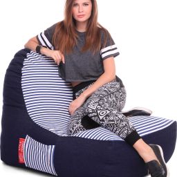 XXL Urban Design Denim Canvas Stripes Printed Lounger Bean Bag With Bean Filling-image-75