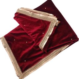 Velvet Self Design Maroon Women Dupatta-image-42