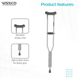 vissco ASTRA UNDER ARM CRUTCHES (PAIR) P.C.NO.0905 SIZE S,M,L,XL Leg Support Crutch Pad image 2
