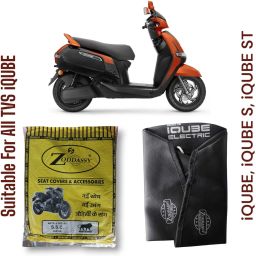 iQube -Black and Brown | Ultimate Protection and Comfort for Your Ride Single Bike Seat Cover For TVS NA-image-63