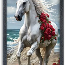 Seven Horse Photo Frame For Wall Mounted Painting Digital Reprint 10 inch x 14 inch Painting-image-87