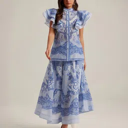 JC Collection Floral Printed Collar Neck Top With Skirt Co-Ords-picture-17