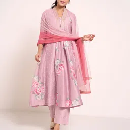 RANGMANCH BY PANTALOONS Women Floral Printed Regular Kurta with Trousers & With Dupatta-49