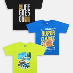 Here&Now X Game Begins Boys Sports Assorted Printed Set of 3 T-shirts-image-77