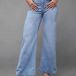 Miss Chase Women Wide Leg High-Rise Light Fade Stretchable Jeans-picture-31
