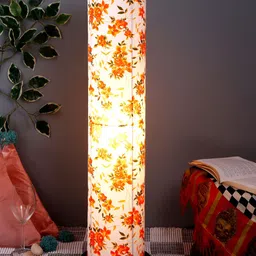 Devansh White & Red Printed Round Shape Floor Lamp image 3