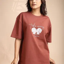 GIBBONTE Women Typography Printed Round Neck Cotton Relaxed Fit T-shirt-picture-28