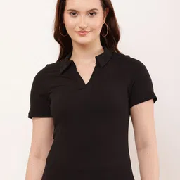 putsum Women Self Design Cotton T-shirt-image-47