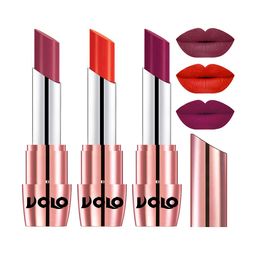 VOLO Set Of 3 Creme Matte Lipstick-3.5g Each-Coral 638-Magenta639-Rose Pink645-image-32