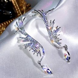 FIMBUL Stainless Steel Silver-Plated Crystals Studded Classic Antique Ear Cuffs-13