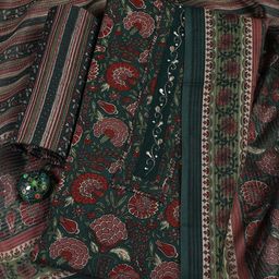 Meena Bazaar Floral Printed Thread Work Unstitched Dress Material-image-63