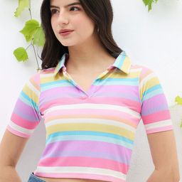 DressBerry Women Horizontal Stripes Crop Top-image-67