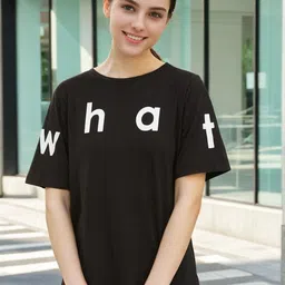 Stylecast X Slyck Typography Printed Round Neck Short Sleeves Cotton T-shirt-image-28