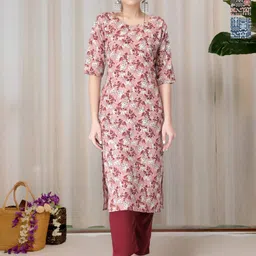 HERE&NOW Selection Of 3 Floral Printed Round Neck Straight Kurtas-18