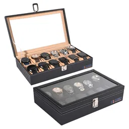 Kuber Industries 2-Pcs Black 12 Slots Wrist Watch Organisers-26