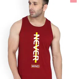 SLOWLORIS Pack Of 2 Typographic Printed Sleevesless Bio-Wash Combed Cotton Gym Vests-picture-10