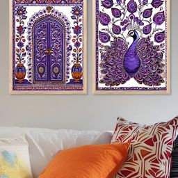 Kotart Brown & Purple 2 Pieces Traditional Wooden Wall Arts-picture-9