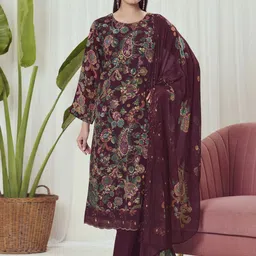 Stylee LIFESTYLE Embroidered Silk Georgette Unstitched Dress Material-picture-14