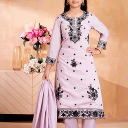 Muhuratam Girls Printed Kurta Set-image-53