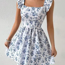 StyleCast Women Floral Print Flutter Sleeve Fit & Flare Dress-image-99