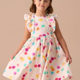 Angel & Rocket Polka Dot Print Flutter Sleeve Fit & Flare Midi Dress-image-93